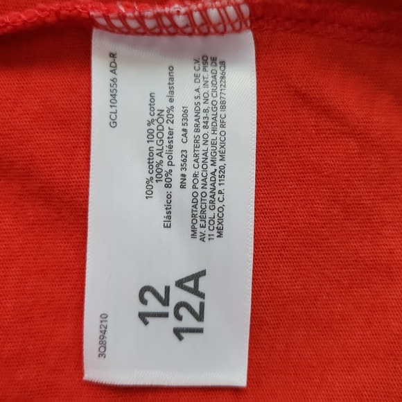 Carter's Girls Orange Eyelet Puff Short Sleeve Crop Top Soft Cotton Size 12 - Picture 9 of 10